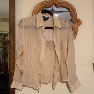Vintage Tracy M see through cream blouse
